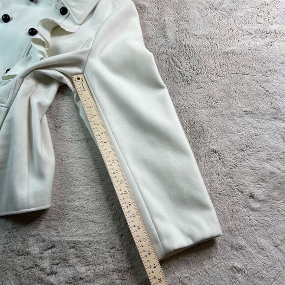 Lane Bryant Double Breasted Coat Womens Size 18/20 Cream White Ruffle Jacket - Picture 11 of 12